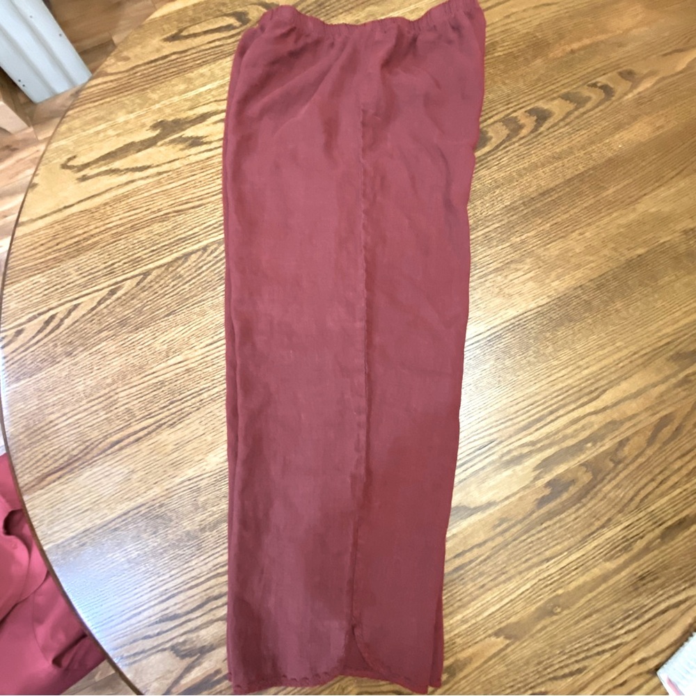 Women’s Elastic Waist Wide-Leg Pants - Burgundy